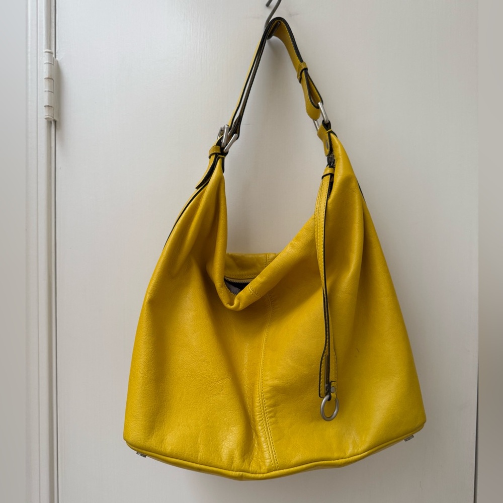 Abro Yellow Real Leather Hobo Bag